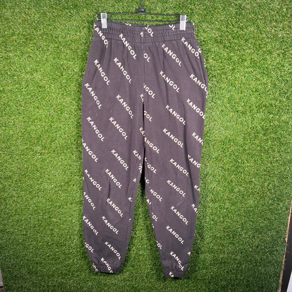 Kangol x HM Mens Small Black All Over Logo Print Jogger Sweatpants